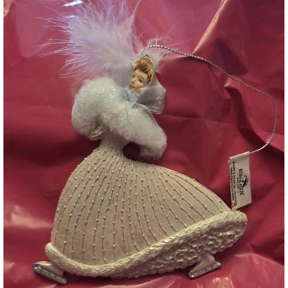 Vintage Kurt Adler Ornament Victorian Dressed Girl On Ice Skates Christmas NWT